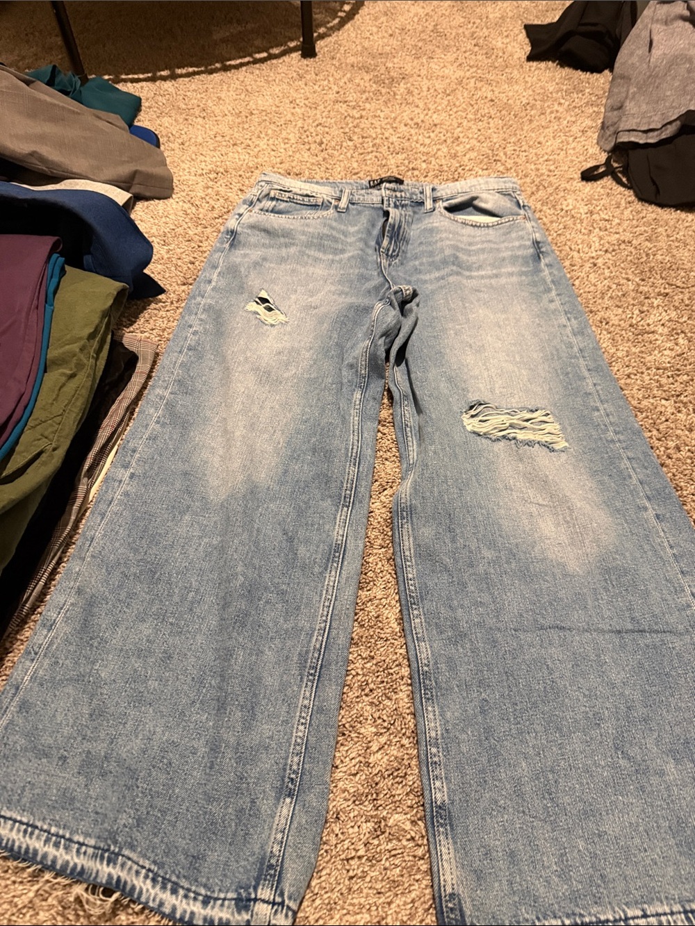 GAP Light Blue Women's High Rise Wide-Leg Distressed Jeans